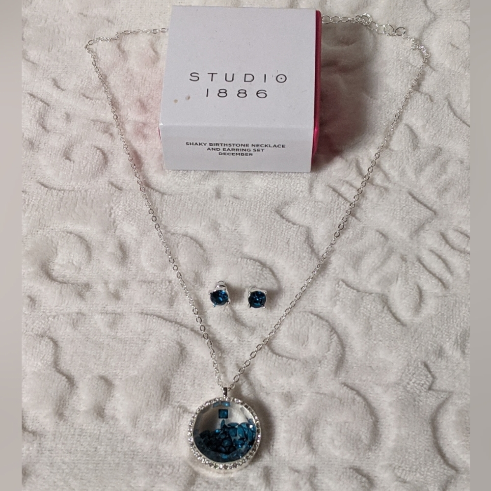Shaky Birthstone Necklace and Earring Set December